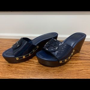 Tory Burch Navy Patti Wedges